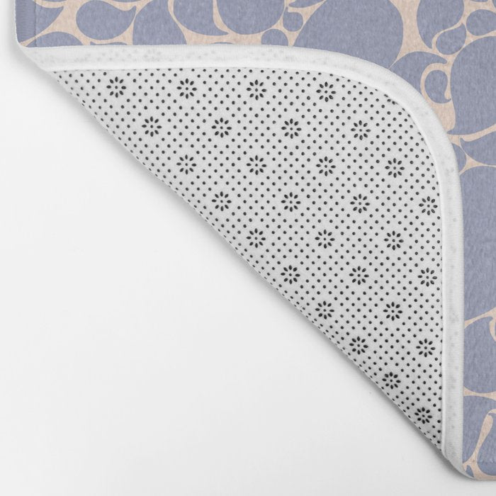 Blue Retro Inspired Paisley Swirl Pattern Bath Mat Gallery Image 2