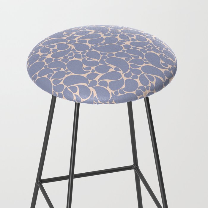 Blue Retro Inspired Paisley Swirl Pattern Stool Gallery Image 2