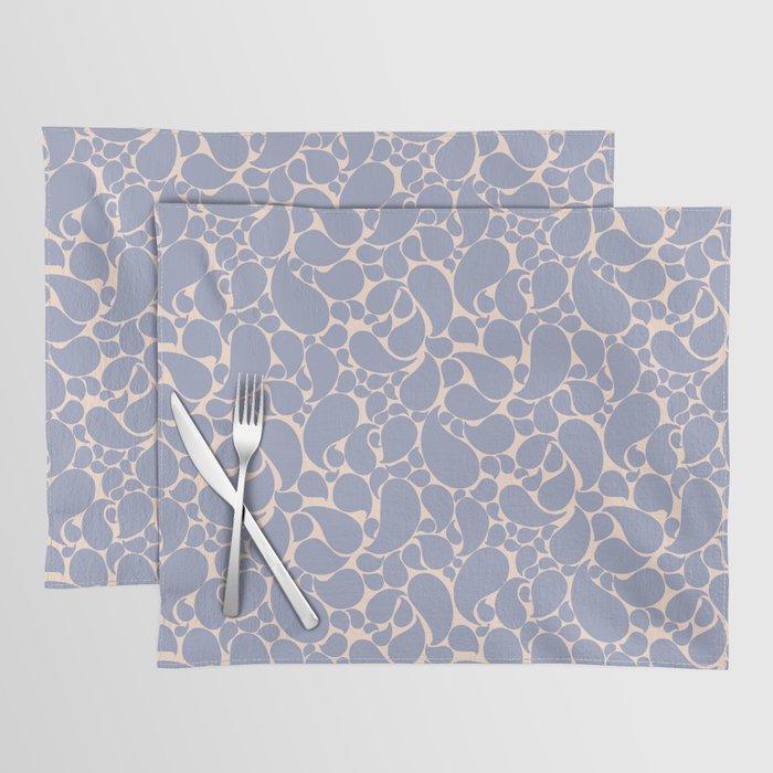 Blue Retro Inspired Paisley Swirl Pattern Placemat Gallery Image 1