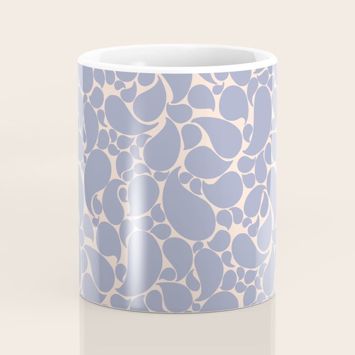 Blue Retro Inspired Paisley Swirl Pattern Coffee Mug Gallery Image 4