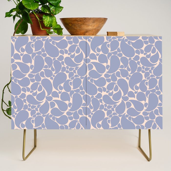 Blue Retro Inspired Paisley Swirl Pattern Credenza Gallery Image 1