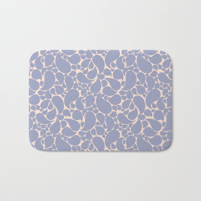 Blue Retro Inspired Paisley Swirl Pattern Bath Mat Gallery Image 1