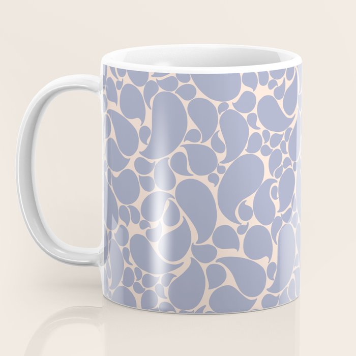 Blue Retro Inspired Paisley Swirl Pattern Coffee Mug Gallery Image 3