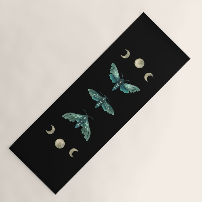 Lime Hawk Moths Night Yoga Mat Gallery Image 1
