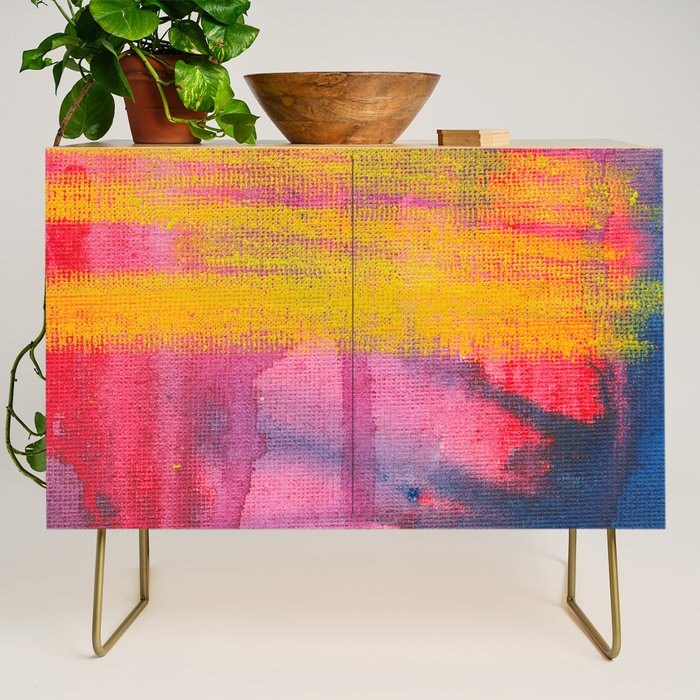 Color Play - abstract watercolor acrylic painting Credenza Gallery Image 1