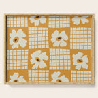 Vintage floral checkered box pattern  Serving Tray Gallery Image 1