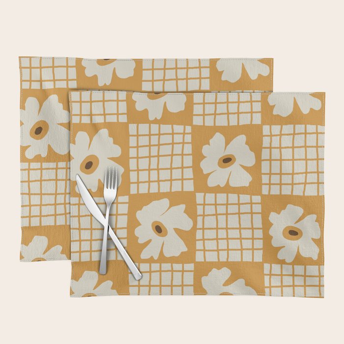 Vintage floral checkered box pattern  Placemat Gallery Image 1