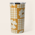 Vintage floral checkered box pattern  Travel Mug Gallery Image 1