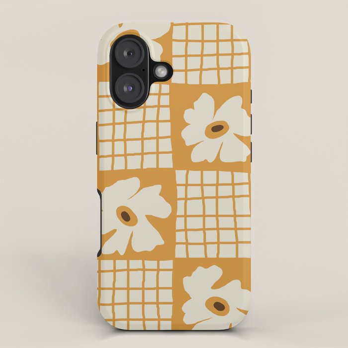Vintage floral checkered box pattern  iPhone Case Gallery Image 1