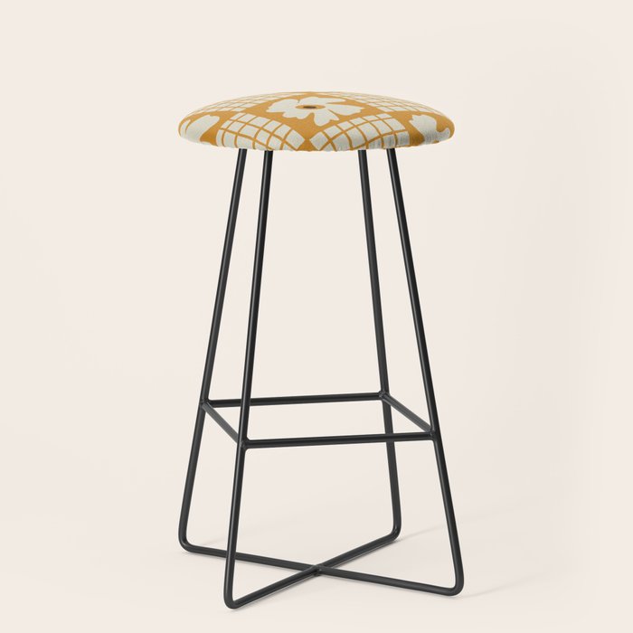 Vintage floral checkered box pattern  Stool Gallery Image 1