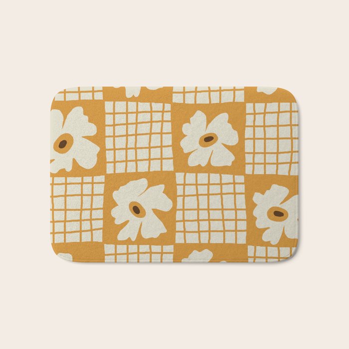 Vintage floral checkered box pattern  Bath Mat Gallery Image 1