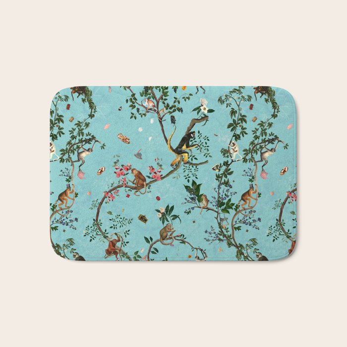 Monkey World Aqua Bath Mat Gallery Image 1