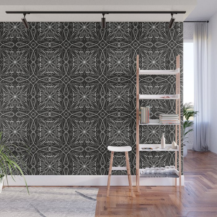 BW starry abstract mosaic A Wall Mural Gallery Image 1
