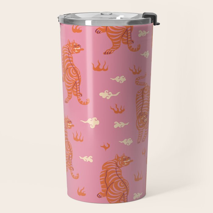 Oriental pink tigers Travel Mug Gallery Image 2
