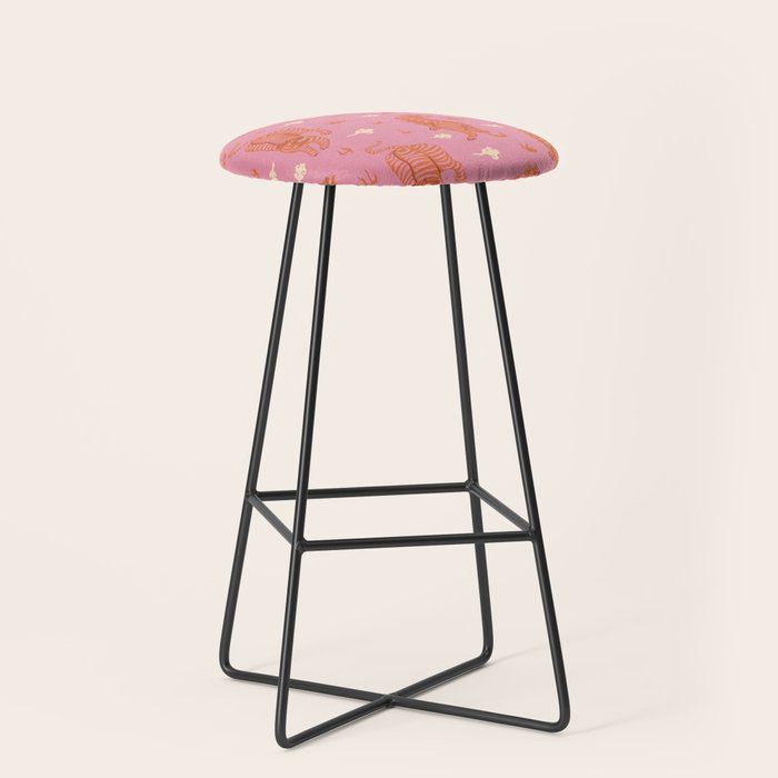 Oriental pink tigers Stool Gallery Image 1