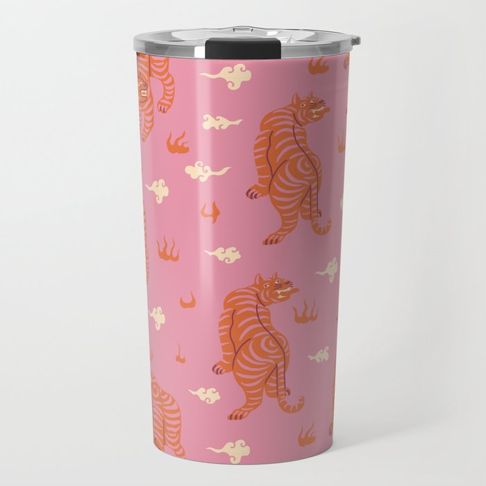 Oriental pink tigers Travel Mug Gallery Image 1