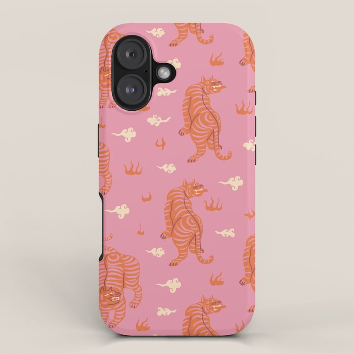 Oriental pink tigers iPhone Case Gallery Image 1