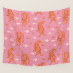 Oriental pink tigers Wall Tapestry Gallery Image 4