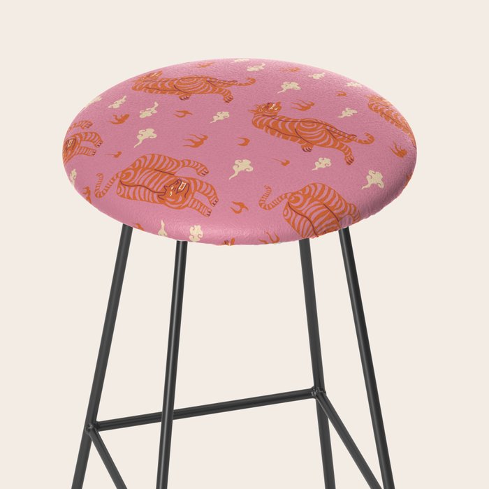 Oriental pink tigers Stool Gallery Image 2