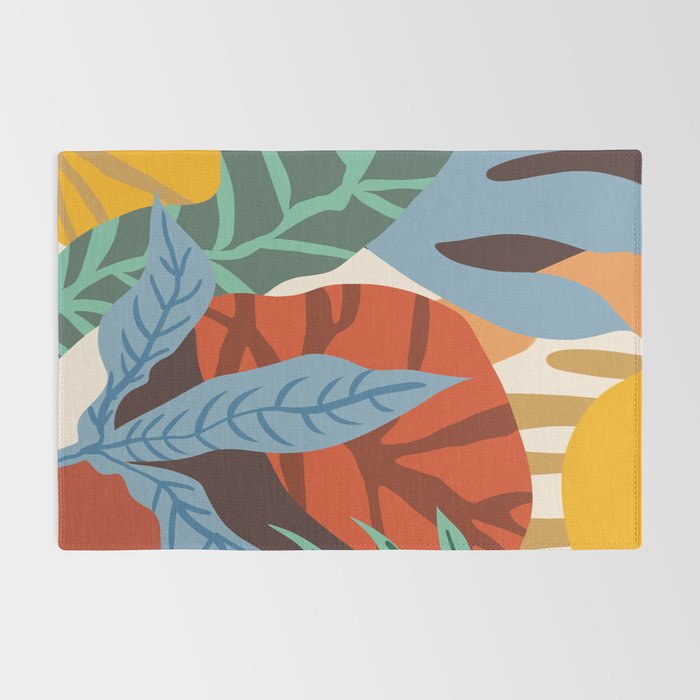 Bloom With Grace, Abstract Botanical Nature Painting, Colorful Eclectic Illustration Modern Rug Gallery Image 2