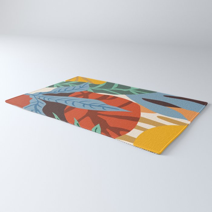 Bloom With Grace, Abstract Botanical Nature Painting, Colorful Eclectic Illustration Modern Rug Gallery Image 3