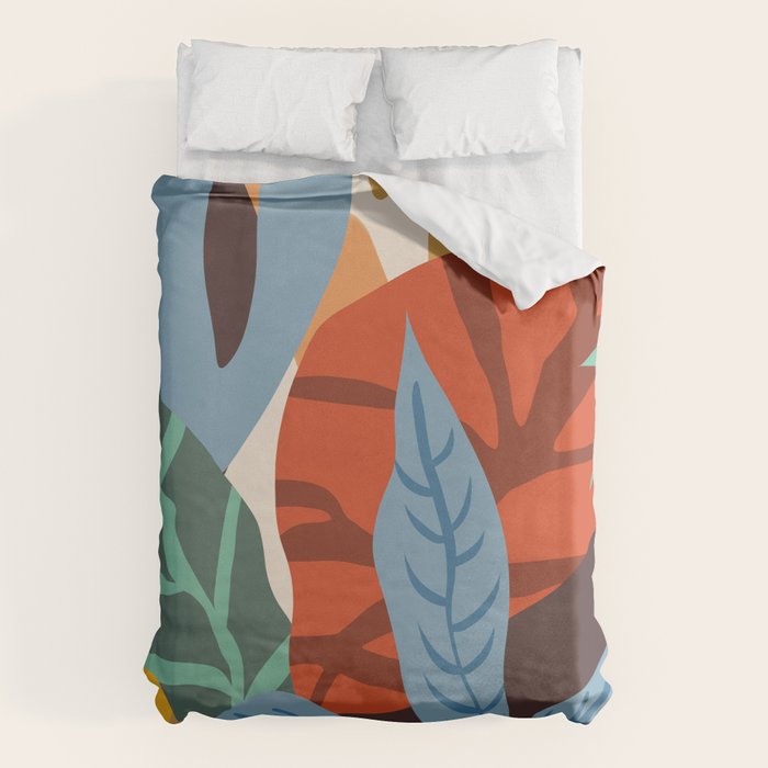 Bloom With Grace, Abstract Botanical Nature Painting, Colorful Eclectic Illustration Modern Duvet Cover Gallery Image 1