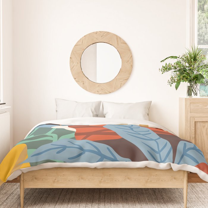 Bloom With Grace, Abstract Botanical Nature Painting, Colorful Eclectic Illustration Modern Duvet Cover Gallery Image 3