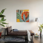 Bloom With Grace, Abstract Botanical Nature Painting, Colorful Eclectic Illustration Modern Wood Wall Art Gallery Image 2