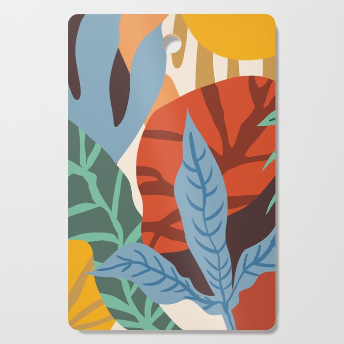 Bloom With Grace, Abstract Botanical Nature Painting, Colorful Eclectic Illustration Modern Cutting Board Gallery Image 1