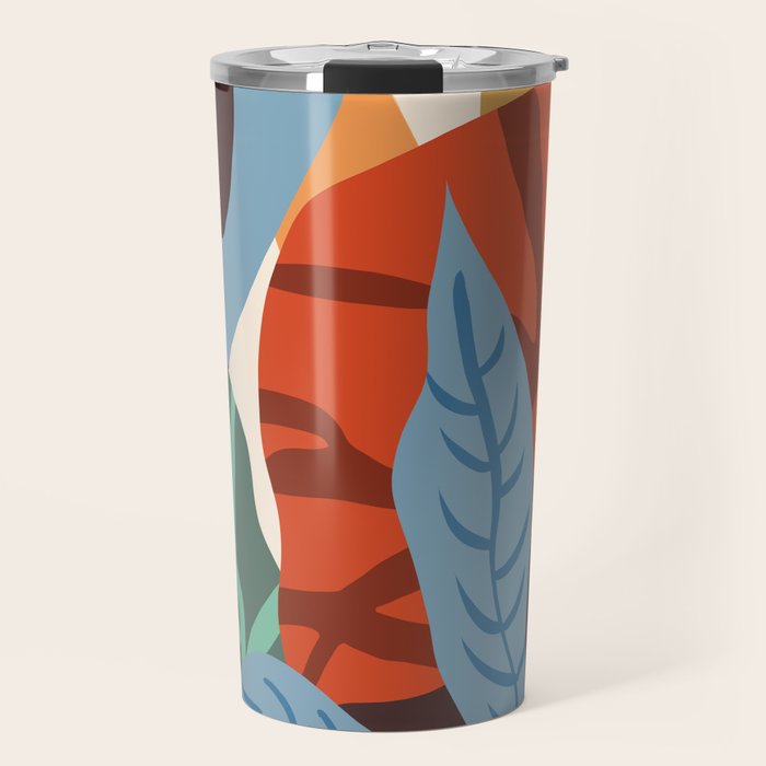 Bloom With Grace, Abstract Botanical Nature Painting, Colorful Eclectic Illustration Modern Travel Mug Gallery Image 1