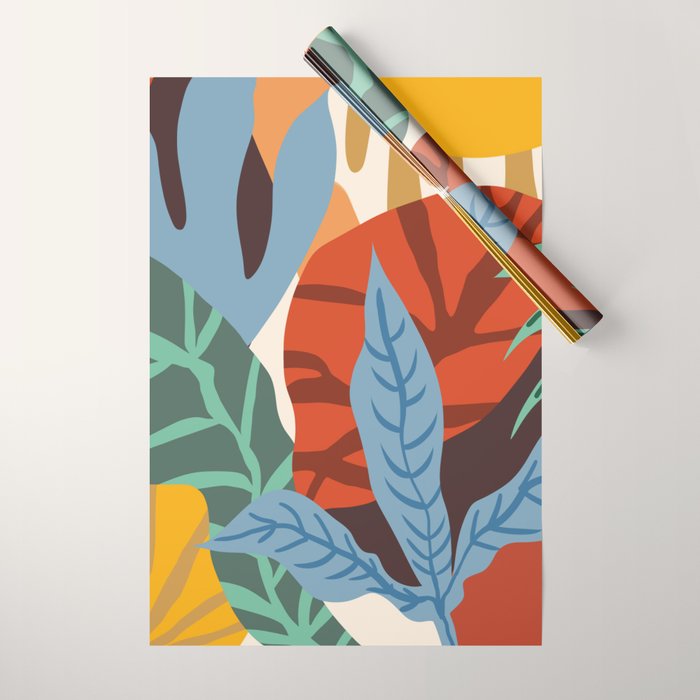 Bloom With Grace, Abstract Botanical Nature Painting, Colorful Eclectic Illustration Modern Wrapping Paper Gallery Image 1