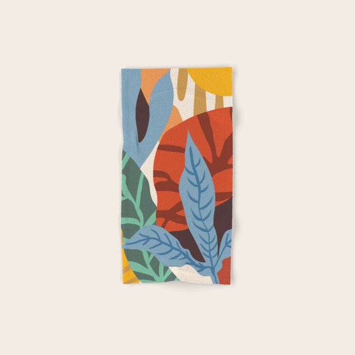 Bloom With Grace, Abstract Botanical Nature Painting, Colorful Eclectic Illustration Modern Bath Towel Gallery Image 1