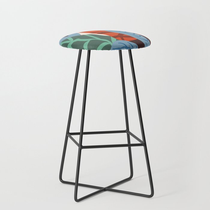 Bloom With Grace, Abstract Botanical Nature Painting, Colorful Eclectic Illustration Modern Stool Gallery Image 1
