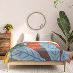 Bloom With Grace, Abstract Botanical Nature Painting, Colorful Eclectic Illustration Modern Comforter Gallery Image 3
