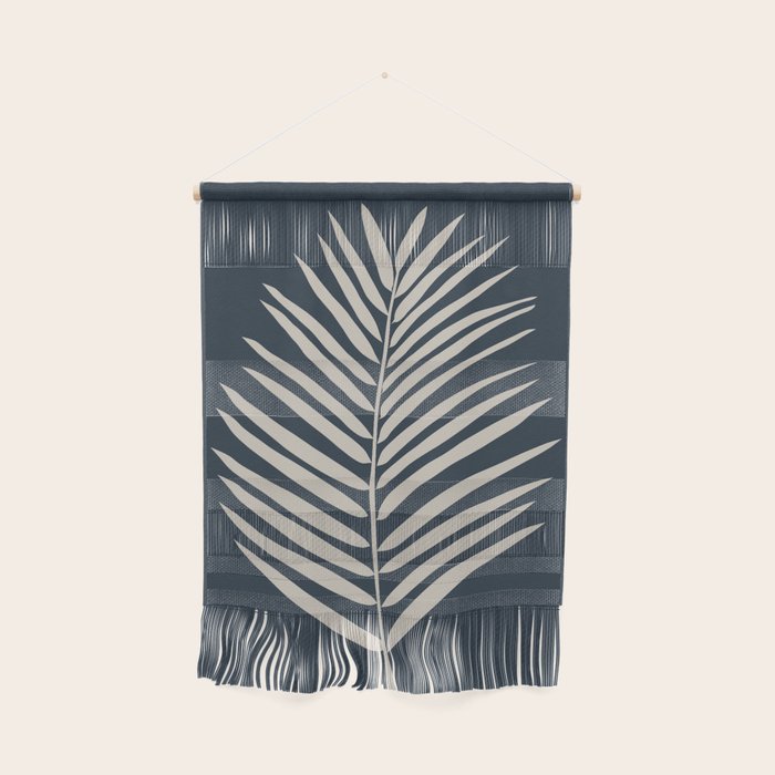Palm Leaf Navy Blue And Cream Wall Hanging Gallery Image 1