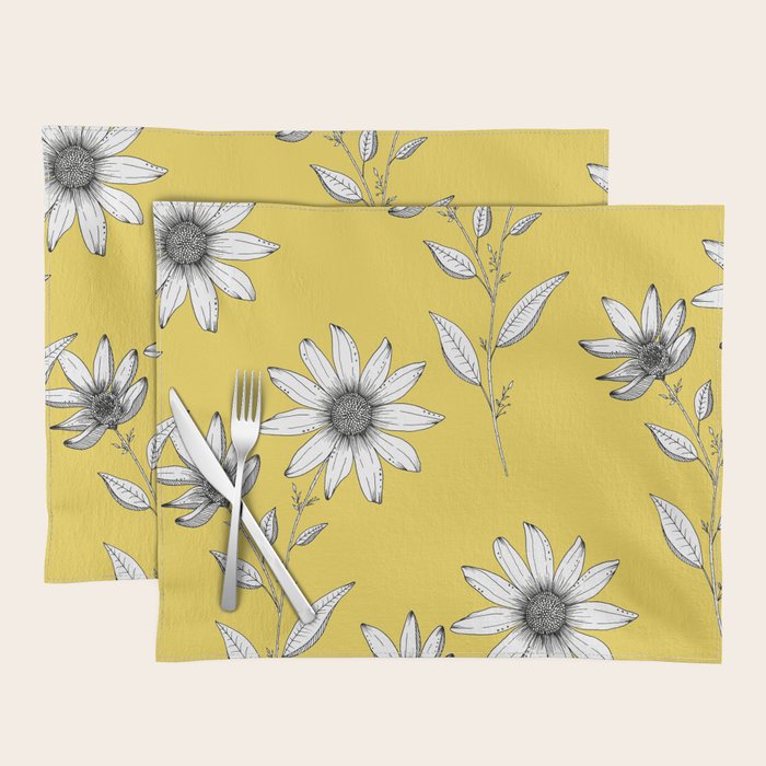 Wildflower line drawing | Botanical Art Placemat Gallery Image 1