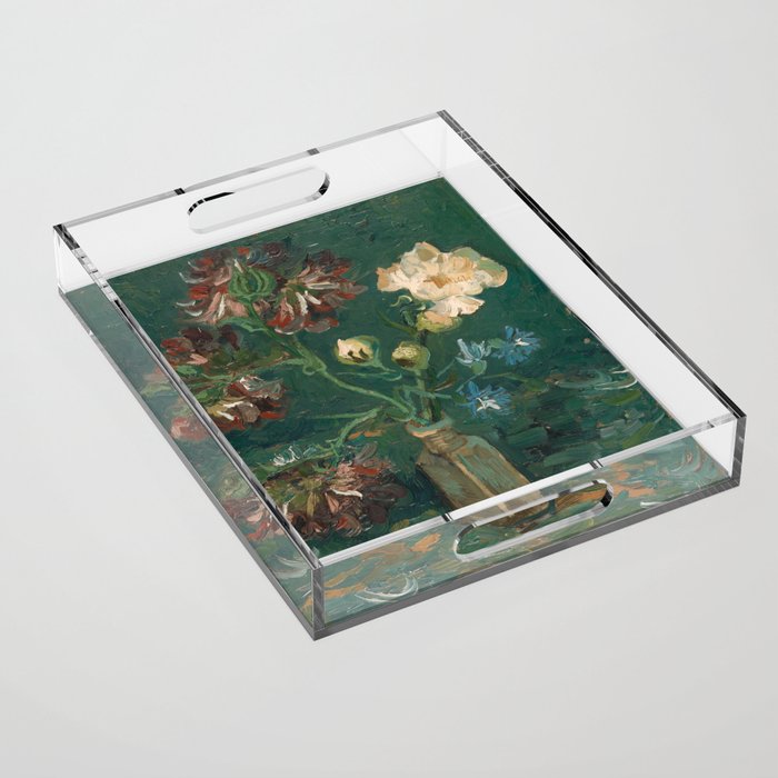 Peonies and Blue Delphiniums by Vincent van Gogh Acrylic Tray Gallery Image 1