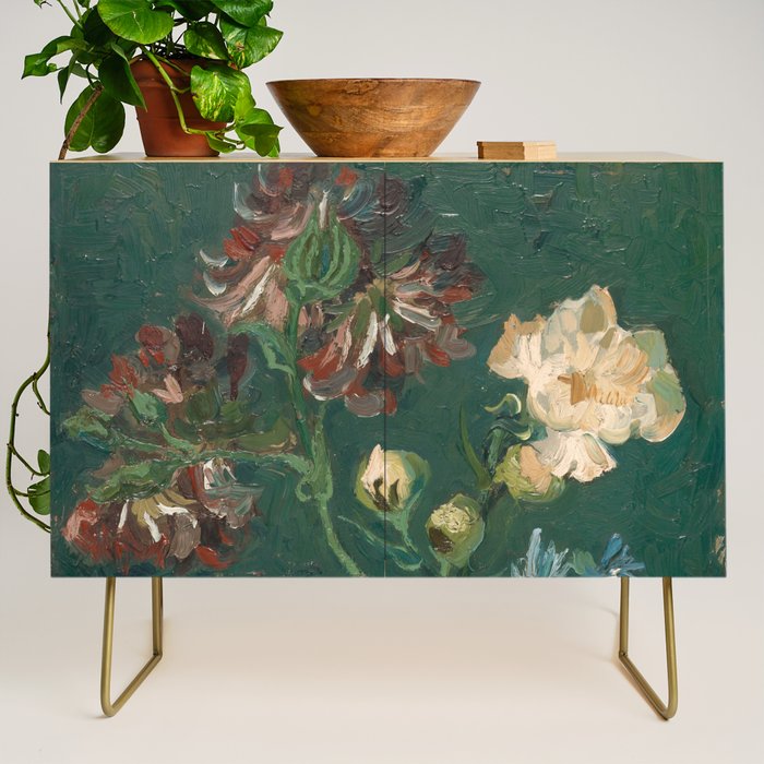 Peonies and Blue Delphiniums by Vincent van Gogh Credenza Gallery Image 1