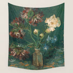 Peonies and Blue Delphiniums by Vincent van Gogh Wall Tapestry Gallery Image 4