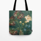 Peonies and Blue Delphiniums by Vincent van Gogh Tote Bag Gallery Image 1