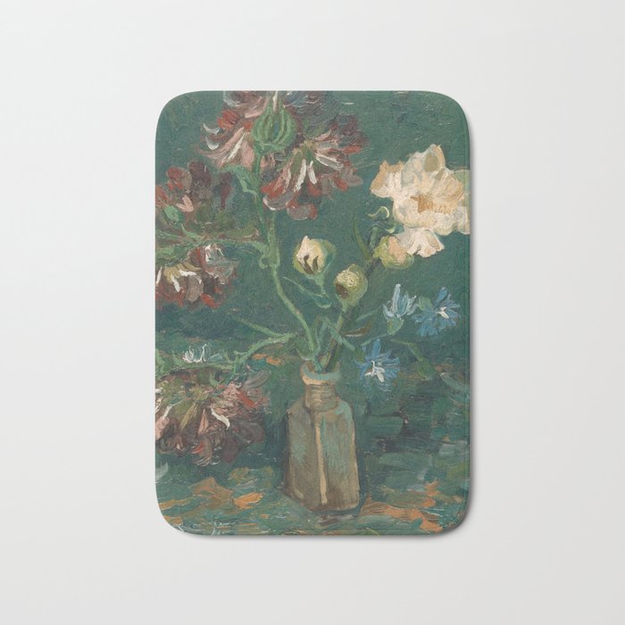Peonies and Blue Delphiniums by Vincent van Gogh Bath Mat Gallery Image 1