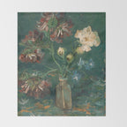 Peonies and Blue Delphiniums by Vincent van Gogh Throw Blanket Gallery Image 2