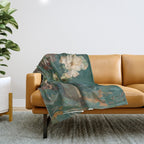 Peonies and Blue Delphiniums by Vincent van Gogh Throw Blanket Gallery Image 1