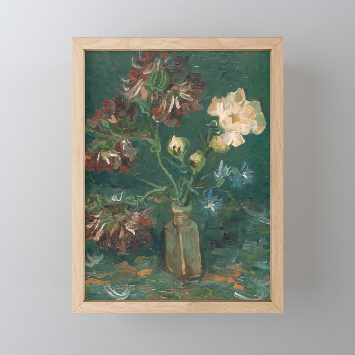 Peonies and Blue Delphiniums by Vincent van Gogh Mini Art Print Gallery Image 1