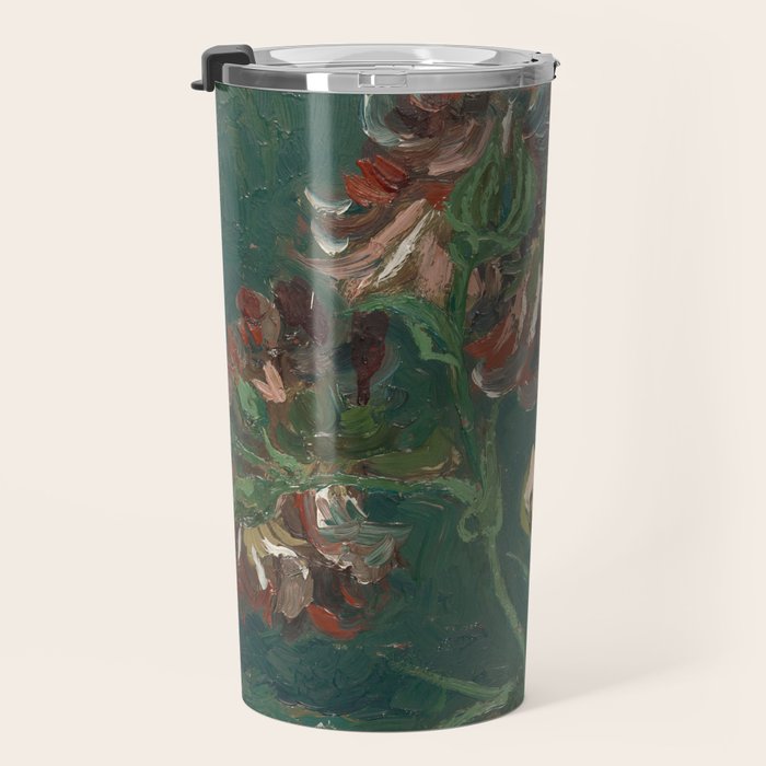 Peonies and Blue Delphiniums by Vincent van Gogh Travel Mug Gallery Image 3