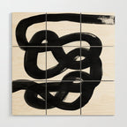 Knots Black & White Minimalist Ink Tribal Mid Century Pattern Dark Painting Pattern Wood Wall Art Gallery Image 1