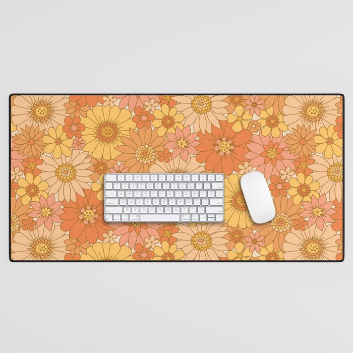 70s Retro Daisy Floral Desk Mat Gallery Image 1