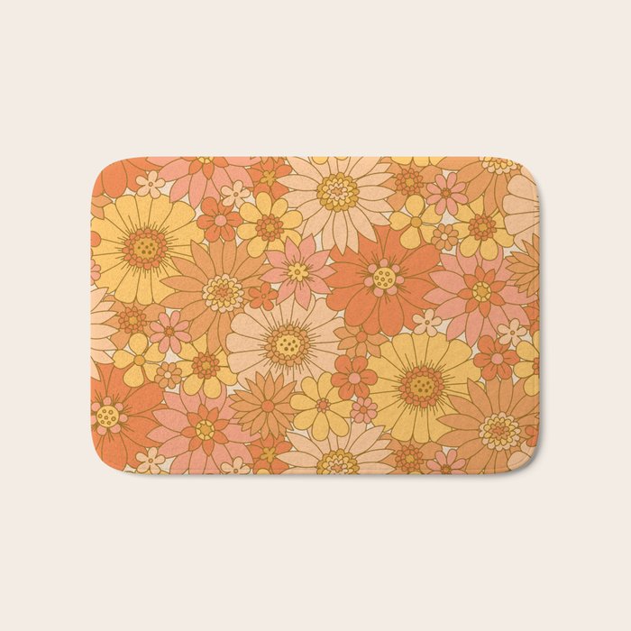 70s Retro Daisy Floral Bath Mat Gallery Image 1