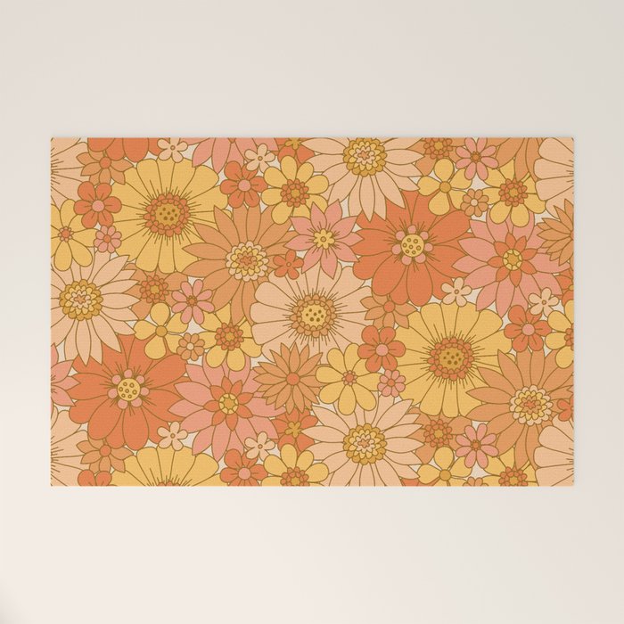 70s Retro Daisy Floral Welcome Mat Gallery Image 1
