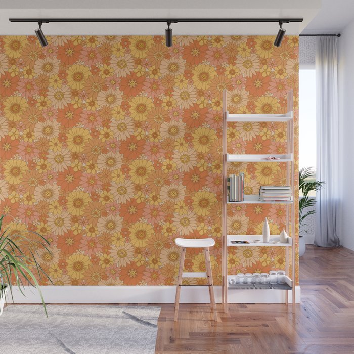 70s Retro Daisy Floral Wall Mural Gallery Image 1